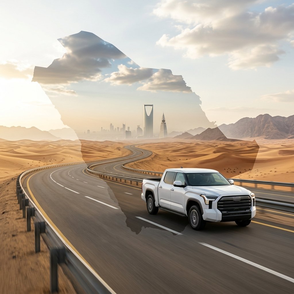 Pickup truck driving on desert 20260925022717